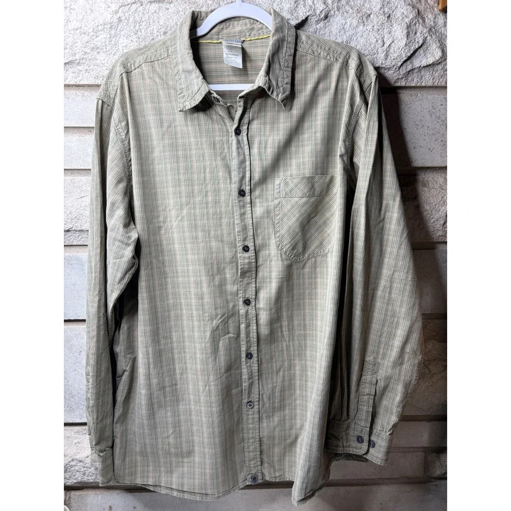 The North Face A5 Series Mens XL Plaid‎ Long Sleeve Button Down Shirt Green AP5V